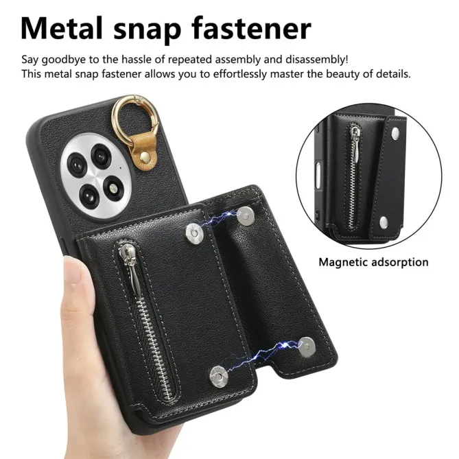 Coque OnePlus 13 Cuir Porte-Cartes Anneau D