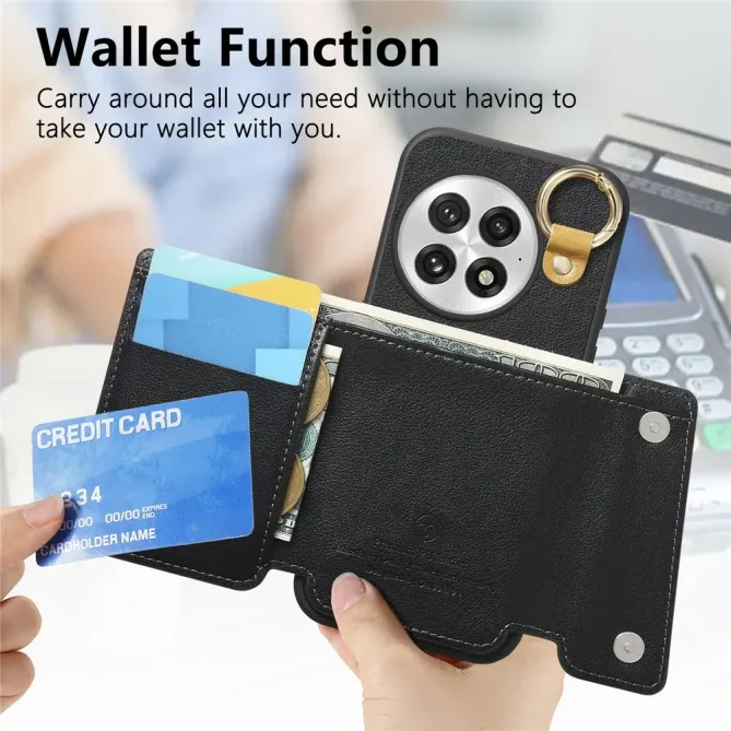 Coque OnePlus 13 Cuir Porte-Cartes Anneau D