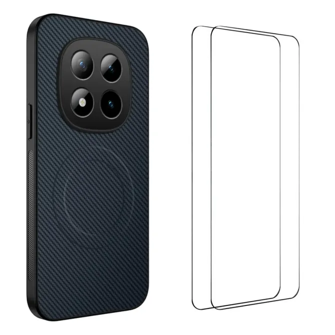 Coque Xiaomi Redmi Note 15 Pro 4G Carbone MagSafe avec 2 Verres Trempé