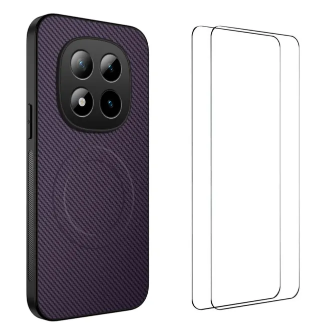 Coque Xiaomi Redmi Note 15 Pro 4G Carbone MagSafe avec 2 Verres Trempé