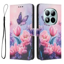 Housse Xiaomi Redmi Note 15 Pro 4G, design papillon et fleurs