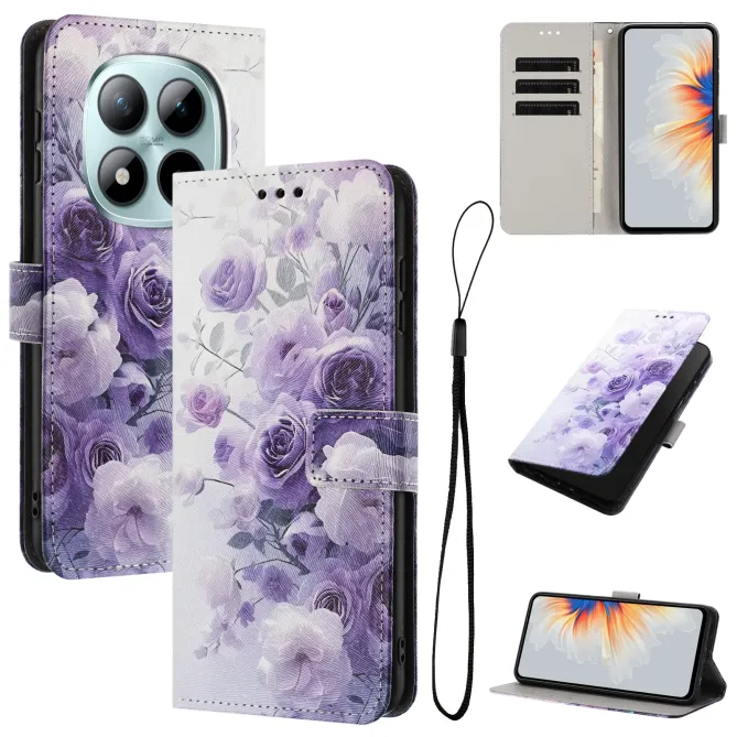 Housse Xiaomi Redmi Note 15 Pro 4G, fleurs en dégradé violet