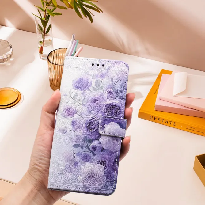Housse Xiaomi Redmi Note 15 Pro 4G, fleurs en dégradé violet