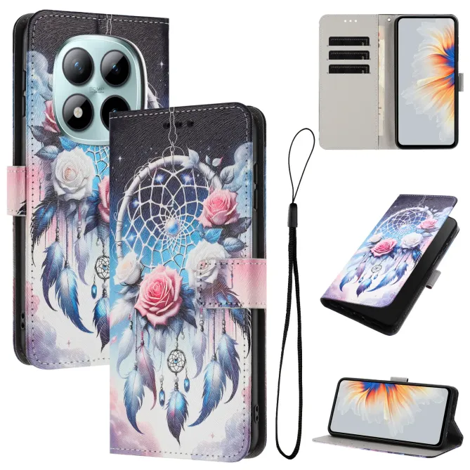 Housse Xiaomi Redmi Note 15 Pro 4G, attrape-rêves et roses