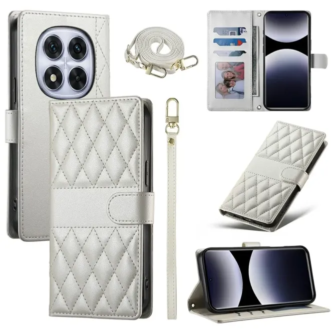 Housse Xiaomi Redmi Note 15 Pro 4G Portefeuille Losanges avec Bandouli