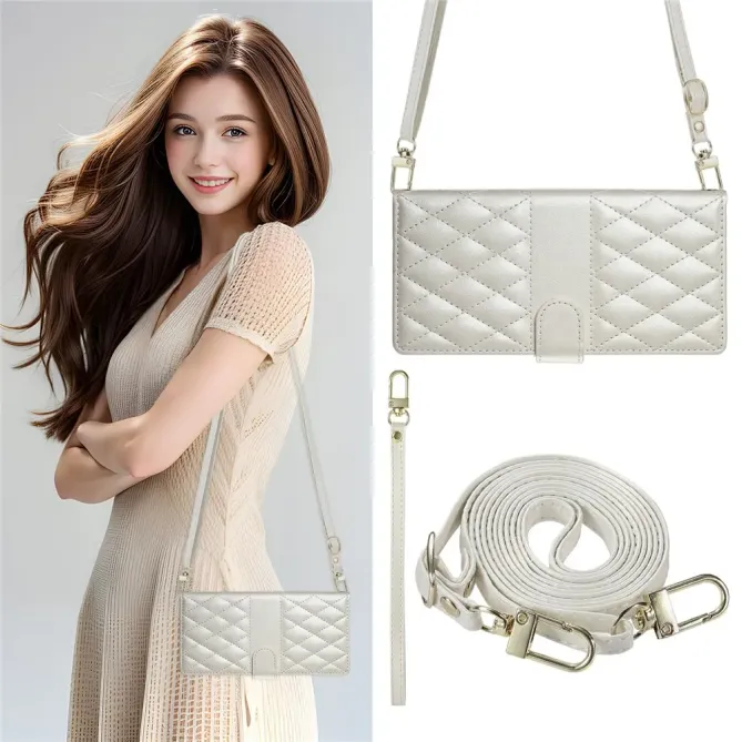 Housse Xiaomi Redmi Note 15 Pro 4G Portefeuille Losanges avec Bandouli