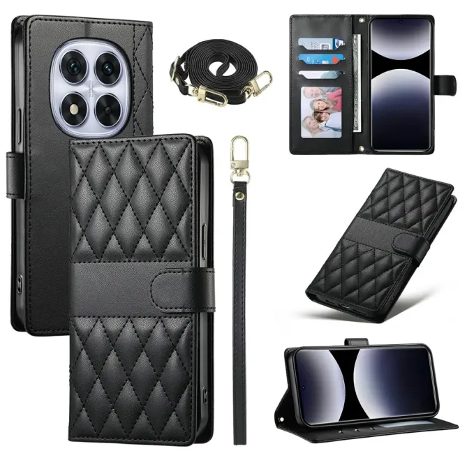 Housse Xiaomi Redmi Note 15 Pro 4G Portefeuille Losanges avec Bandouli