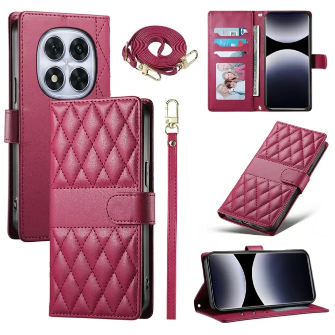 Housse Xiaomi Redmi Note 15 Pro 4G Portefeuille Losanges avec Bandouli