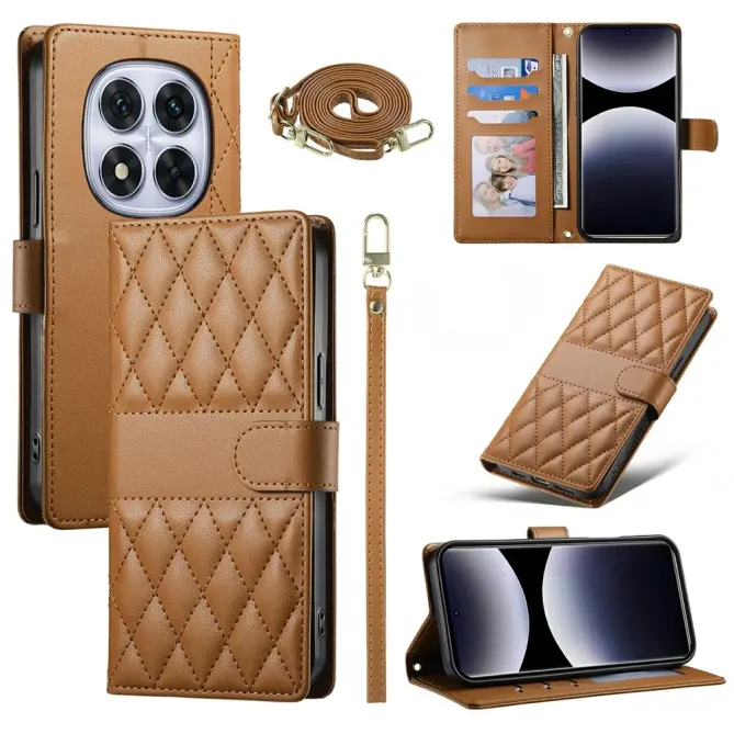 Housse Xiaomi Redmi Note 15 Pro 4G Portefeuille Losanges avec Bandouli