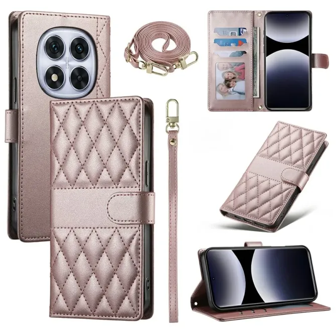 Housse Xiaomi Redmi Note 15 Pro 4G Portefeuille Losanges avec Bandouli