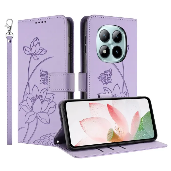 Housse Xiaomi Redmi Note 15 Pro 4G Fleur de Lotus avec Dragonne