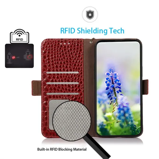 Housse Xiaomi Redmi Note 15 Pro 4G cuir véritable aspect croco