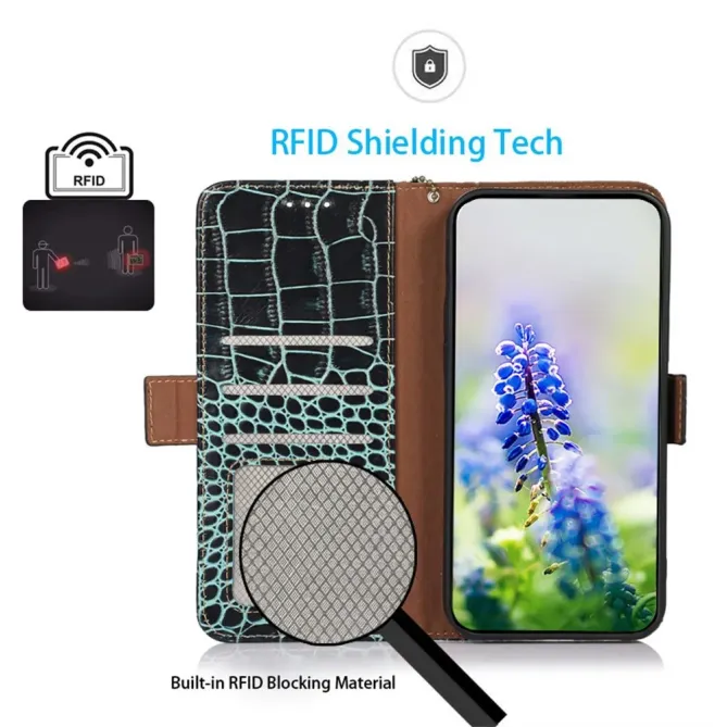 Housse Xiaomi Redmi Note 15 Pro 4G cuir véritable aspect croco