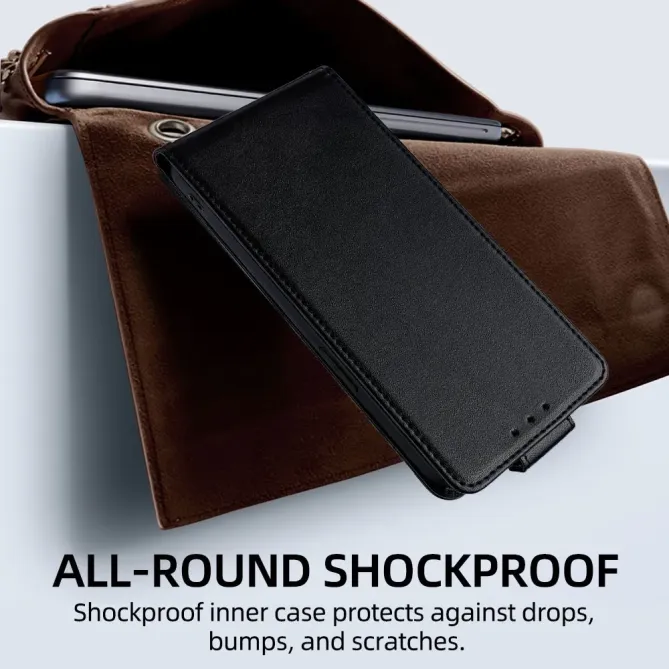 Housse à clapet vertical iPhone 17 Pro Simili Cuir avec Bandoulière et