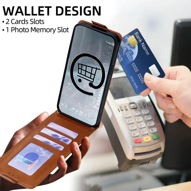 Housse à clapet vertical iPhone 17 Pro Simili Cuir avec Bandoulière et