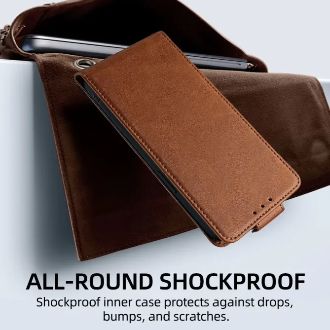 Housse à clapet vertical iPhone 17 Pro Simili Cuir avec Bandoulière et