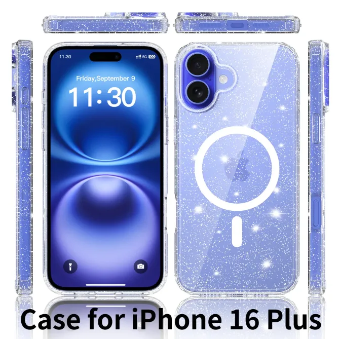 Coque iPhone 16 Plus MagSafe scintillante transparente | STARDUST