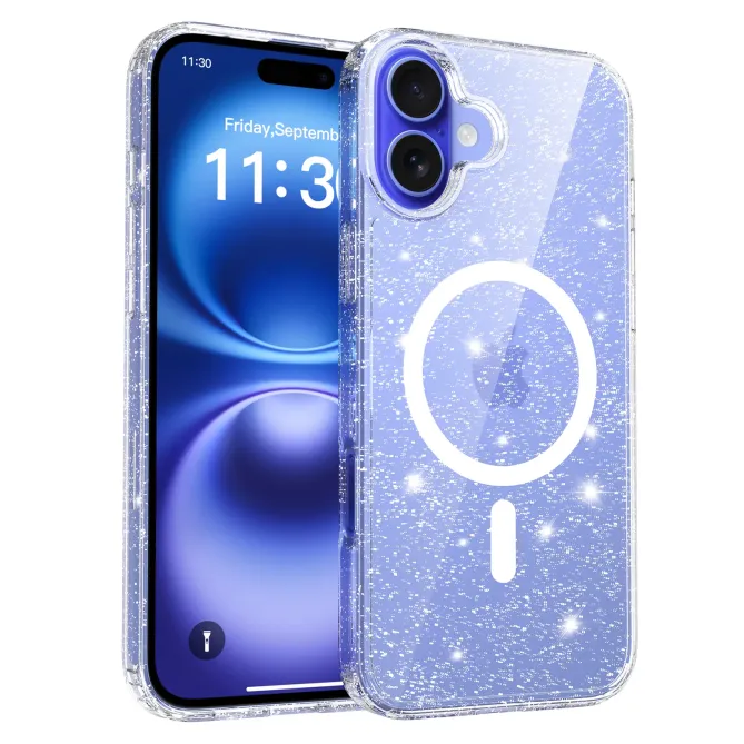 Coque iPhone 16 Plus MagSafe scintillante transparente | STARDUST