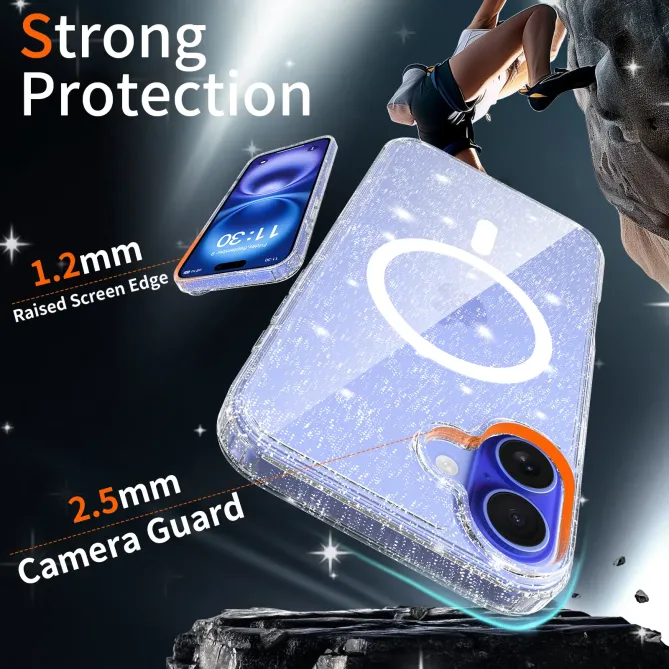 Coque iPhone 16 Plus MagSafe scintillante transparente | STARDUST