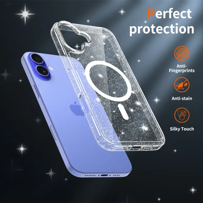 Coque iPhone 16 Plus MagSafe scintillante transparente | STARDUST