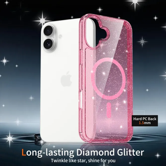 Coque iPhone 16 Plus MagSafe scintillante transparente | STARDUST