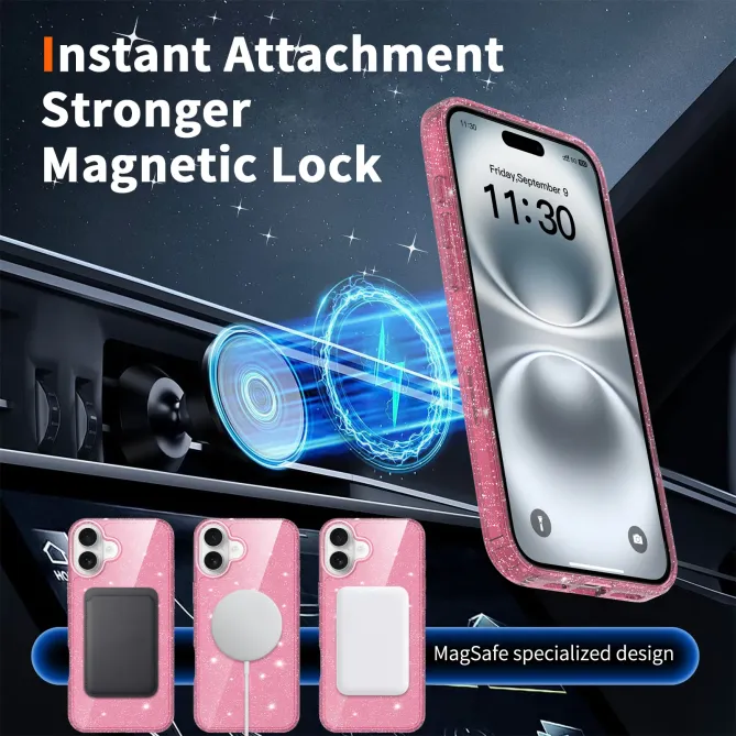 Coque iPhone 16 Plus MagSafe scintillante transparente | STARDUST