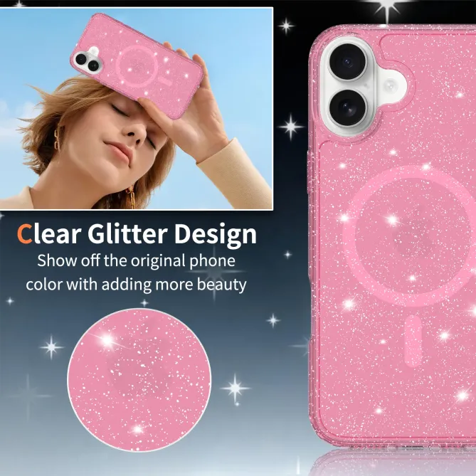 Coque iPhone 16 Plus MagSafe scintillante transparente | STARDUST