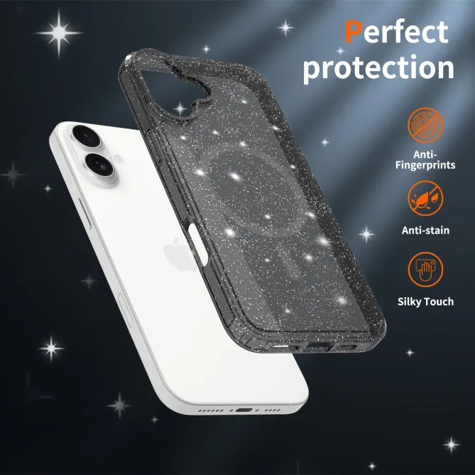 Coque iPhone 16 Plus MagSafe scintillante transparente | STARDUST