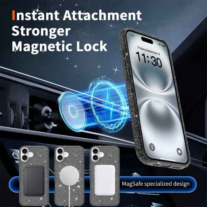 Coque iPhone 16 Plus MagSafe scintillante transparente | STARDUST