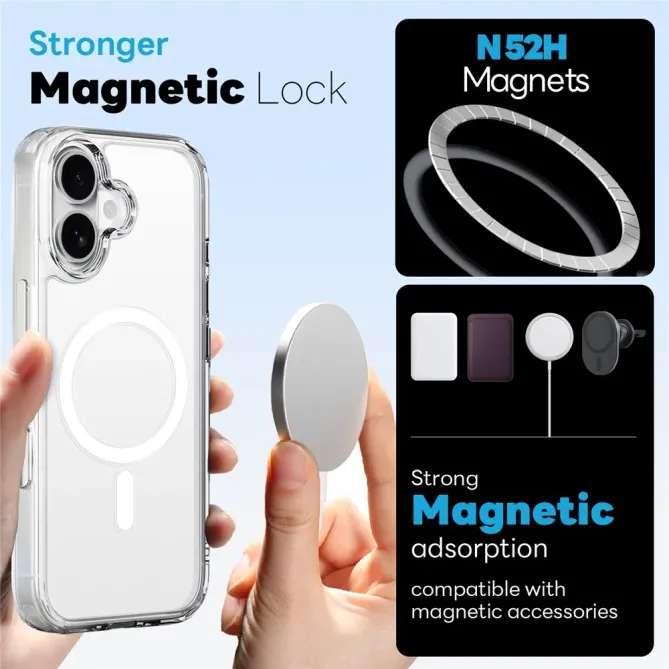 Coque iPhone 16 Plus Magnétique Transparente avec Verre Trempé
