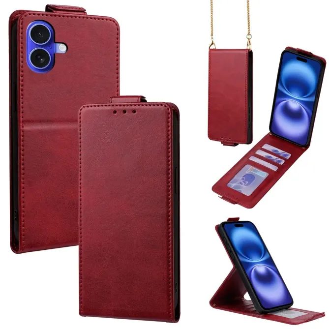 Housse à clapet vertical iPhone 16 Plus Simili Cuir avec Bandoulière