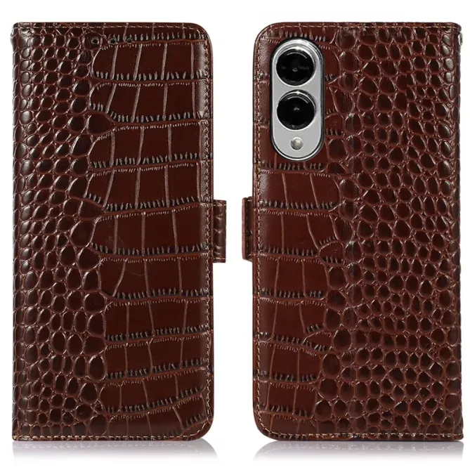 Housse Samsung Galaxy S25 Edge cuir véritable aspect croco