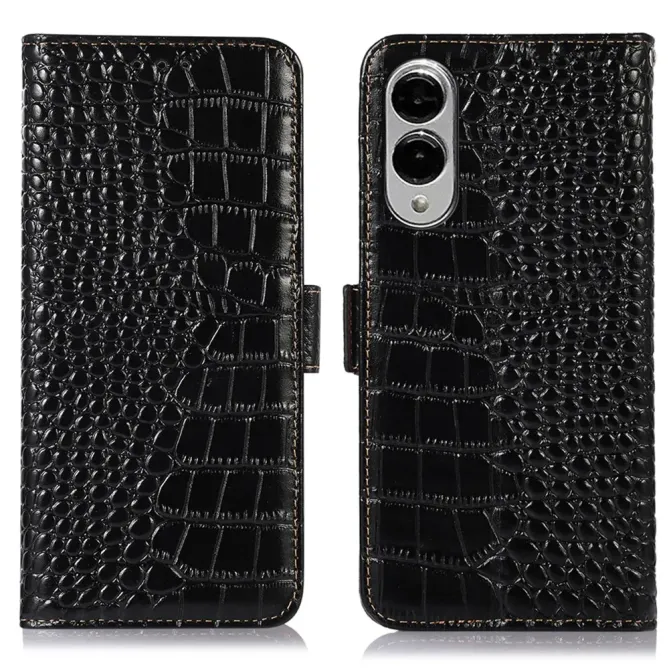 Housse Samsung Galaxy S25 Edge cuir véritable aspect croco