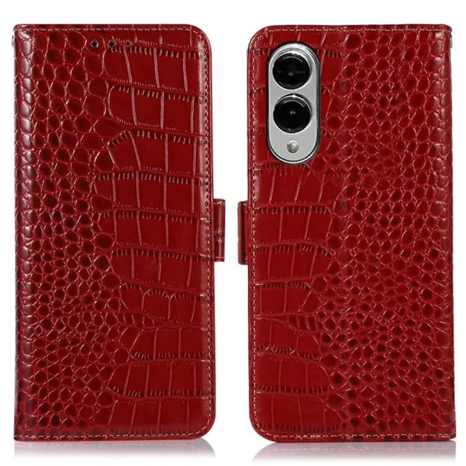 Housse Samsung Galaxy S25 Edge cuir véritable aspect croco