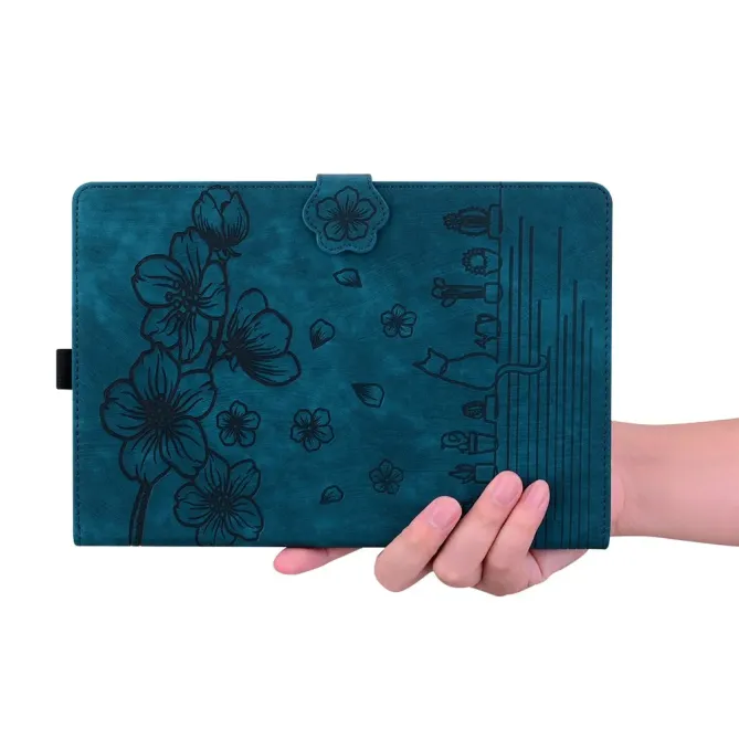 Housse Xiaomi Redmi Pad 2 Pro Fleurs et Chat avec Porte-stylet