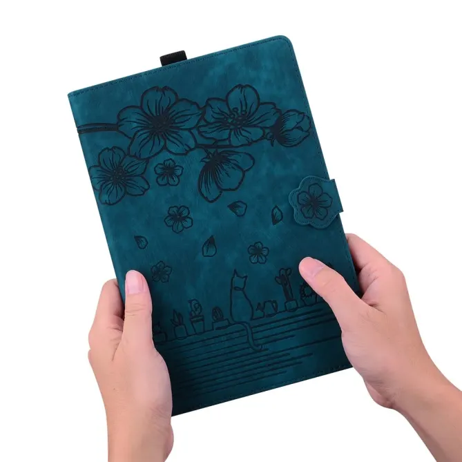 Housse Xiaomi Redmi Pad 2 Pro Fleurs et Chat avec Porte-stylet