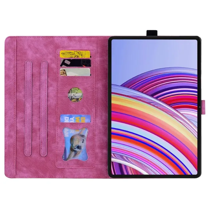 Housse Xiaomi Redmi Pad 2 Pro Fleurs et Chat avec Porte-stylet