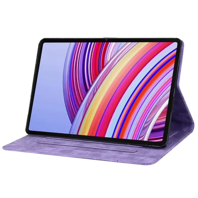 Housse Xiaomi Redmi Pad 2 Pro Fleurs et Chat avec Porte-stylet