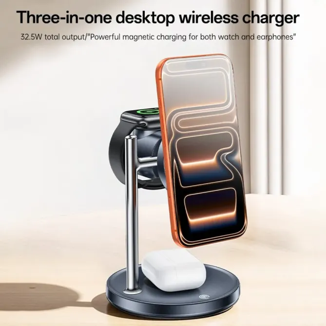 Station de Charge Sans Fil 25W Qi2.2 avec Ventilateur