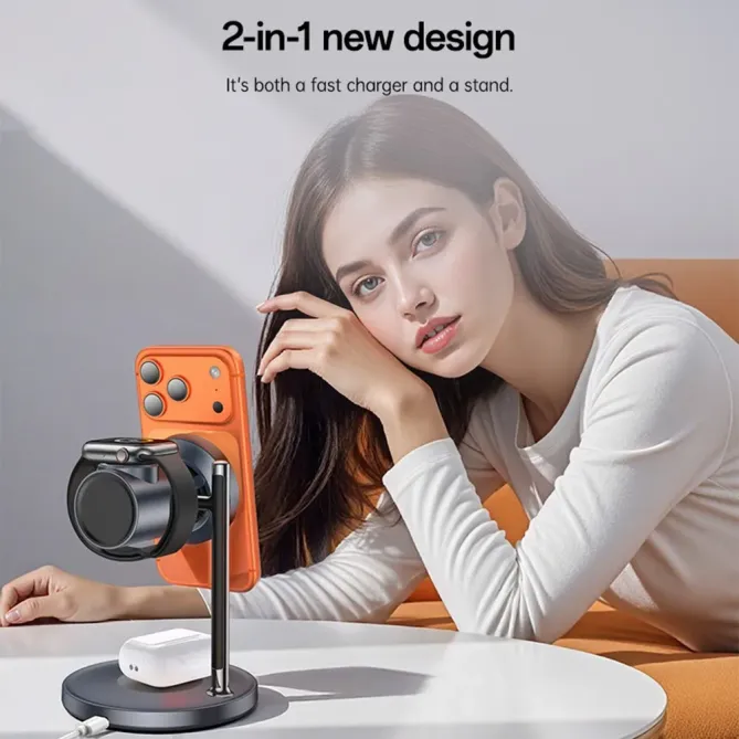 Station de Charge Sans Fil 25W Qi2.2 avec Ventilateur