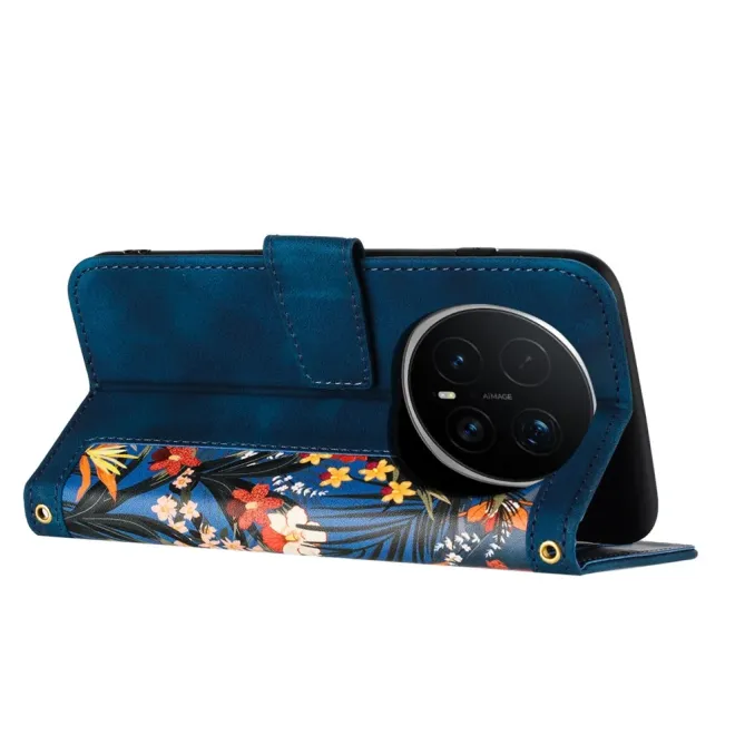 Housse Honor Magic 8 Pro Fleurs Exotiques avec Dragonne