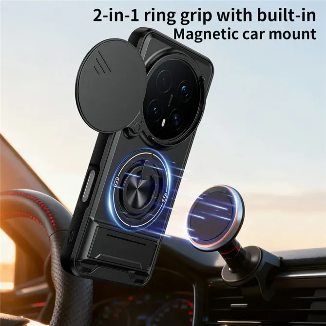 Coque Honor Magic 8 Pro avec Anneau Support et Cache Caméra Coulissant