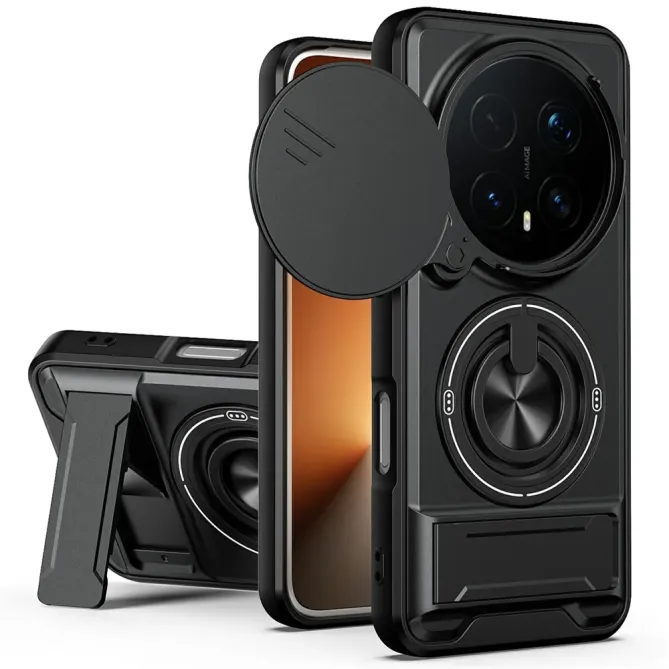 Coque Honor Magic 8 Pro avec Anneau Support et Cache Caméra Coulissant