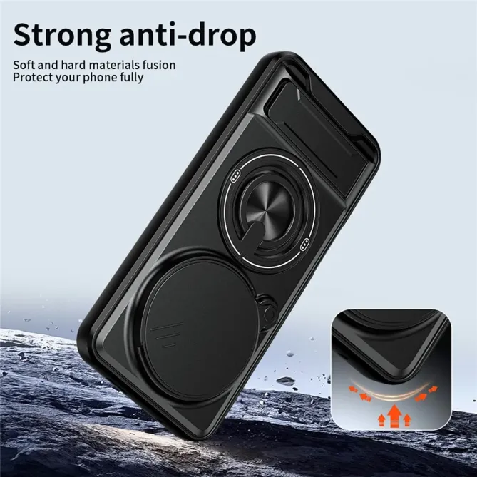 Coque Honor Magic 8 Pro avec Anneau Support et Cache Caméra Coulissant