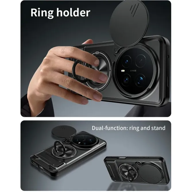 Coque Honor Magic 8 Pro avec Anneau Support et Cache Caméra Coulissant