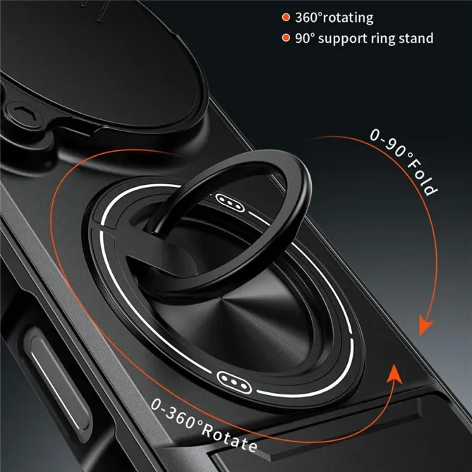 Coque Honor Magic 8 Pro avec Anneau Support et Cache Caméra Coulissant