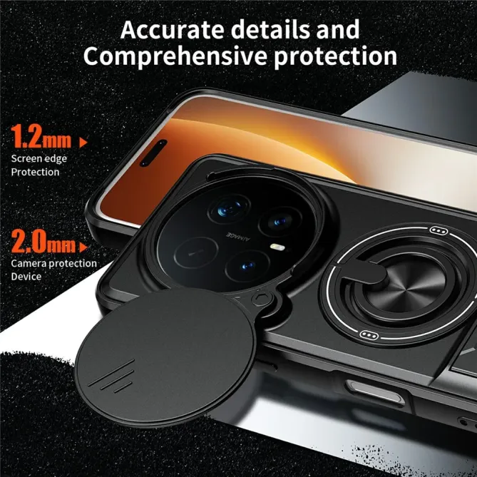 Coque Honor Magic 8 Pro avec Anneau Support et Cache Caméra Coulissant