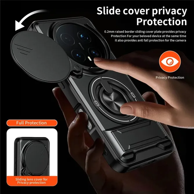 Coque Honor Magic 8 Pro avec Anneau Support et Cache Caméra Coulissant