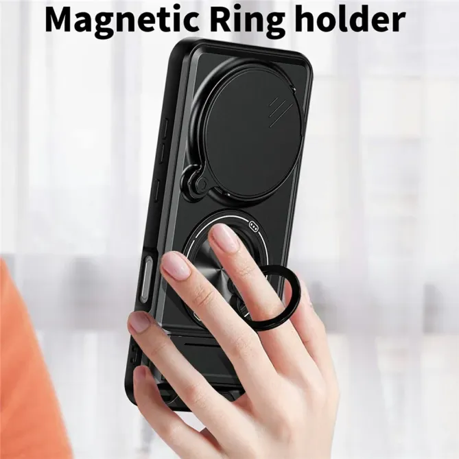 Coque Honor Magic 8 Pro avec Anneau Support et Cache Caméra Coulissant