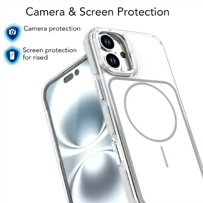 Coque iPhone 16 Plus compatible MagSafe bi-ton transparente